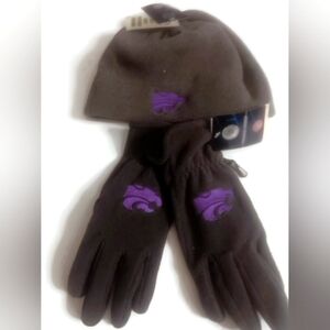 KANSAS STATE UNIVERSITY WILDCATS, GRAY NCAA  Cap and Gloves, O/S